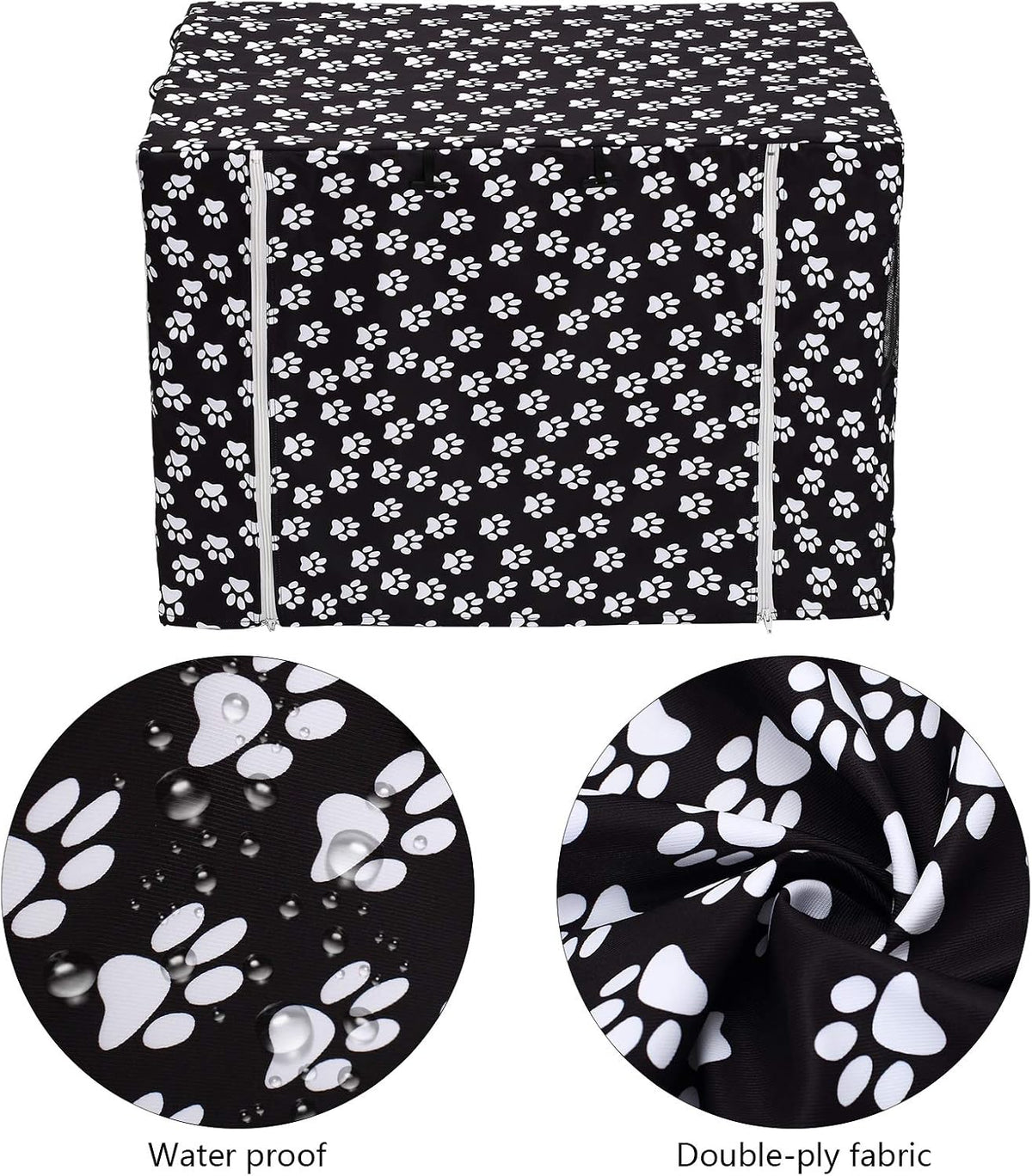 Pethiy Dog Crate Cover Durable Polyester Pet Kennel Cover Universal - 48.0"L x 30.3"W x 32.0"H / Black - image 3