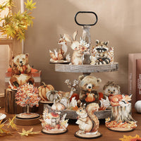 FYSUIMU woodland animal table centerpieces, 12 painted wooden signs standing in matching bases - view 20