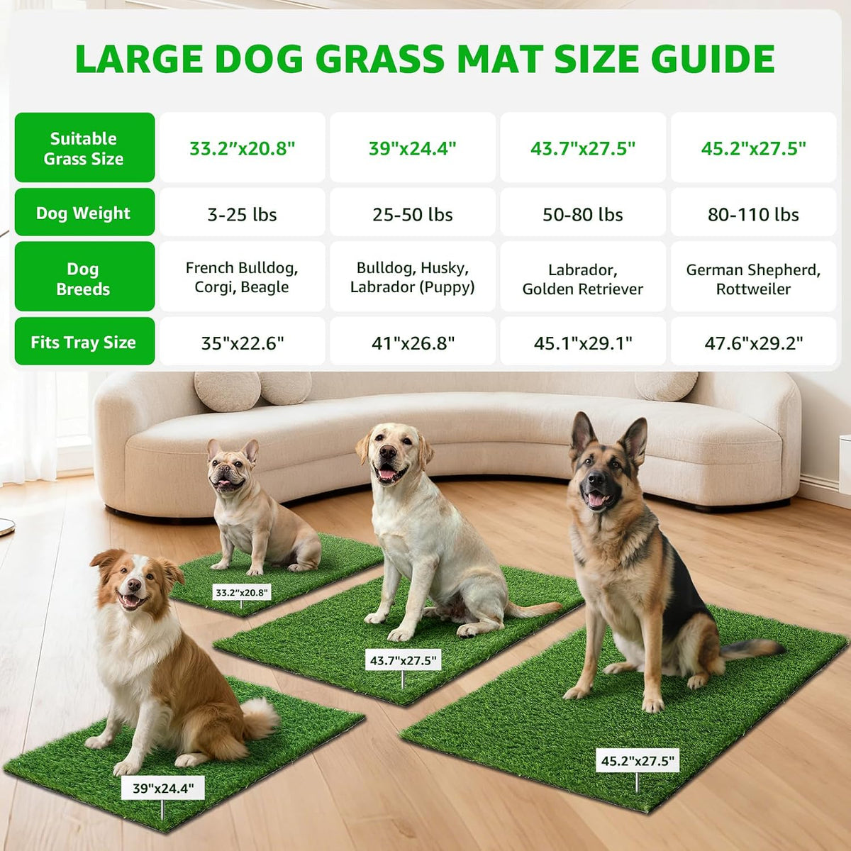 Replacement Artificial Grass Pee Pads for Dogs Potty Training to Pee - XL-39"X24.4" - image 4