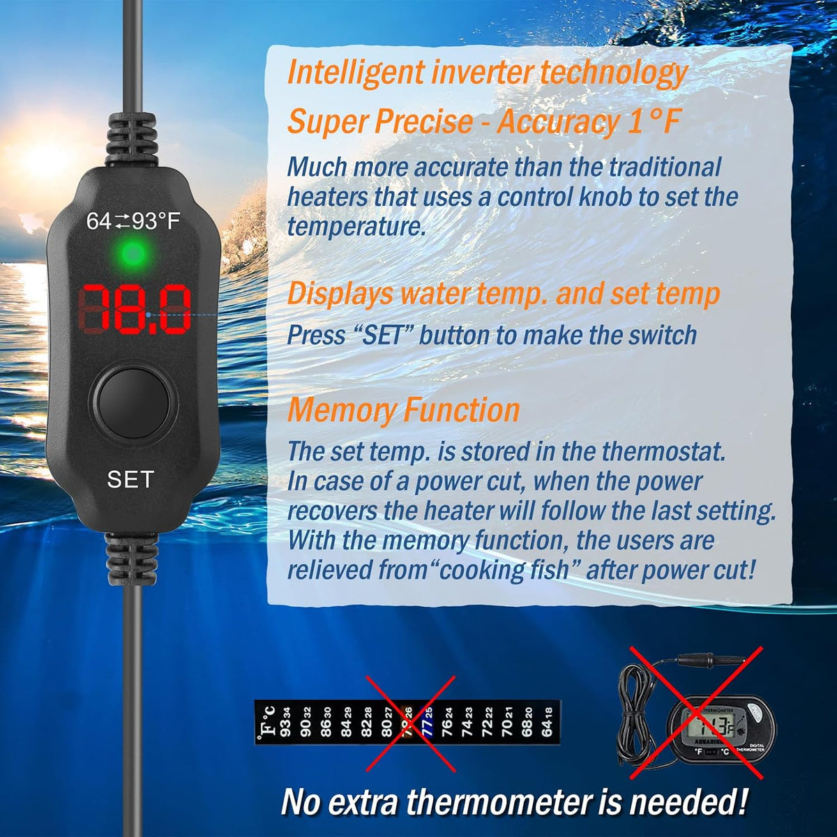 10W 5V/2A USB Super Mini Betta Heater LED Digital for up to 1 Gal - For Aquariums ≤ 2 Gal - image 4