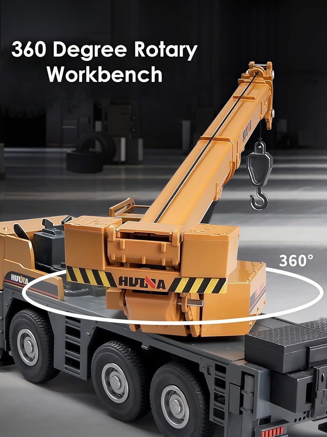 Gemini&Genius 1/50 scale die-cast crane truck toy with rotating cab and raised boom - view 4