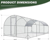 4ever2buy Large Metal Chicken Coop with Run Walk-in Poultry Cage Chicken Runs House Pen Cage Dome Roofed Chicken Coops with Anti-Ultraviolet Cover for Outdoor Backyard Farm Use 9.5'W x 19.3'L x 6.3'H