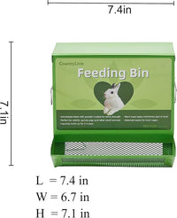 Metal Small Animal Feeder with Lid, Heavy Duty, Large Capacity Food Dispenser, Great for Rabbits, Guinea Pigs, Chinchillas and Other Small Animals (7.4 inch, Green)