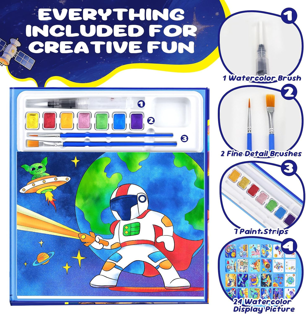 CHICAUP Paint with Water Coloring Books for Kids - Dark Blue - image 2