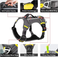 Fida Dog Harness, No-Pull Pet Vest with Saddle Bags Backpack - Medium (Neck:17"-23";Chest:22.5"-27") / Black - image 4