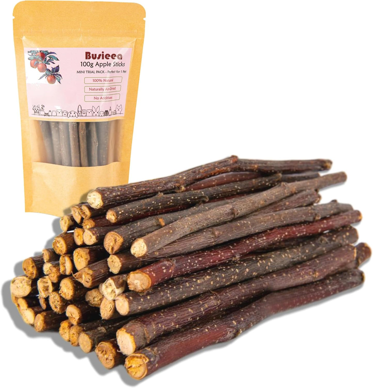 Apple Chew Sticks 100g Mini Molar Toys for Small Pets – Essentials for Small Pets - 3.6 Ounce (Pack of 1)