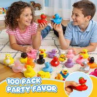 Tiaxidex 100 assorted 2 inch mini rubber ducks in bulk with mixed designs - view 9