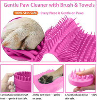 Dog Paw Cleaner Cup with Detachable Top Brush for Large & XL Dogs – Essentials for Dogs - Large(3Towels&Brush) / Pink - image 4