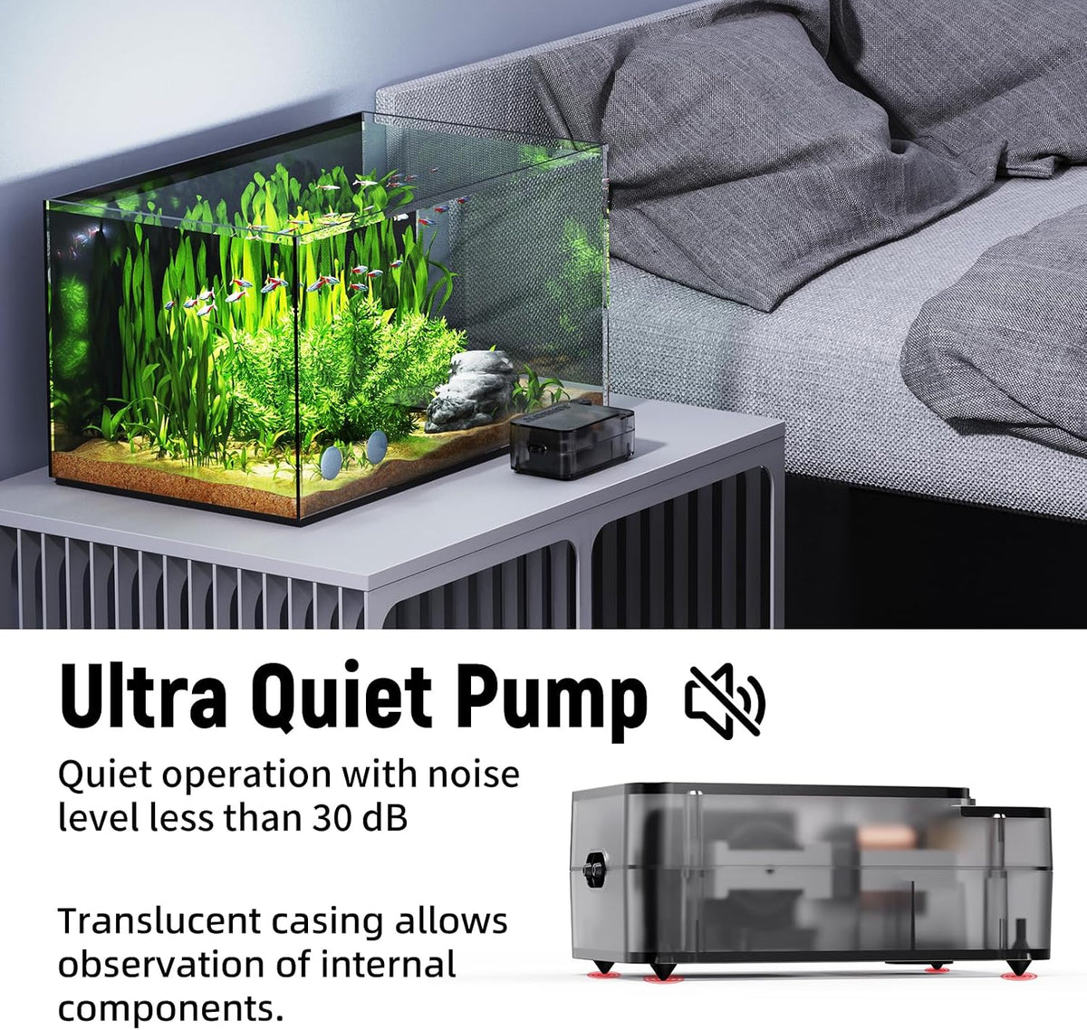 Aquarium Air Pump,Ultra-Quiet/Small Size/More Output Air Pump for Fish Tank 1.5w/29GPH/14Kpa,with - 1.5W/29GPH （20-40gal） - image 3