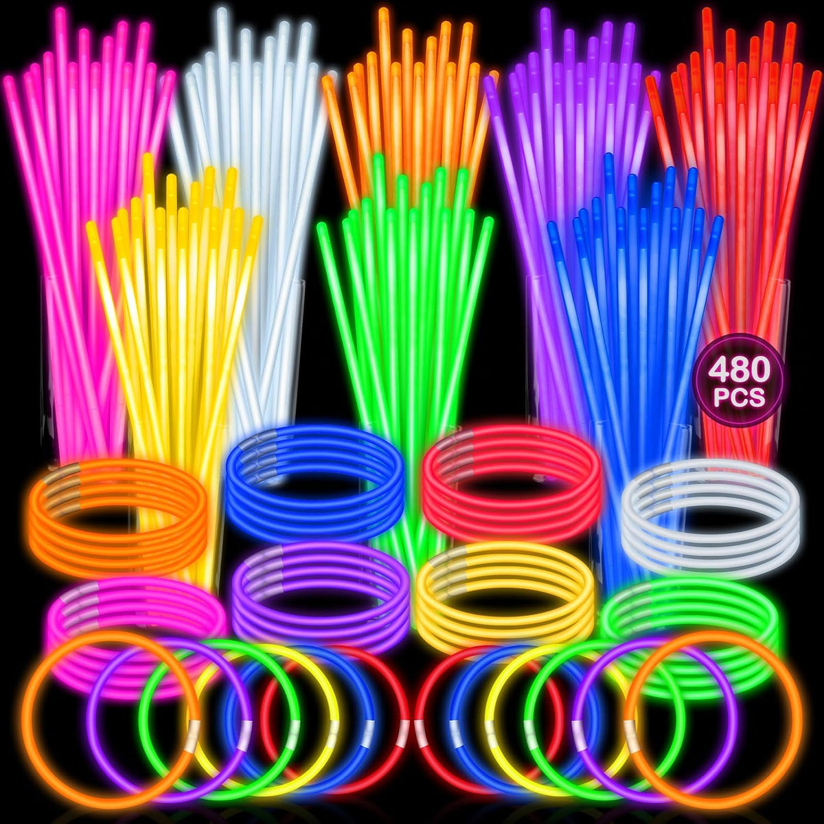 SpringFlower 100 PCS Glow Sticks Bulk Party Favors - 480 Pack