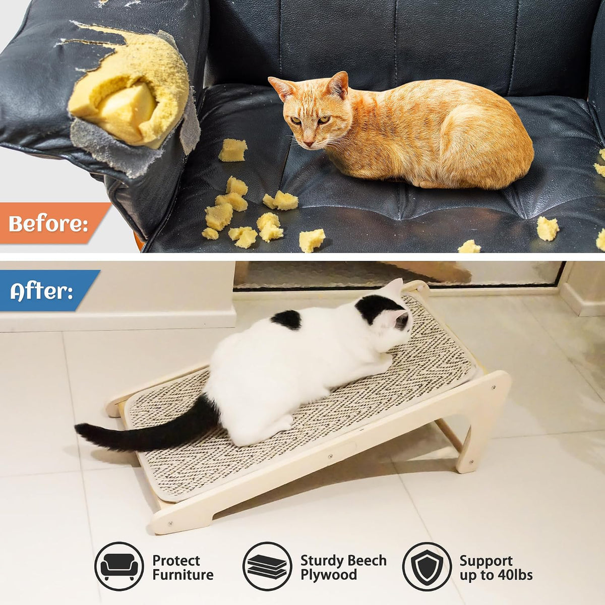 PETKARAY Couch Corner Cat Scratcher - Chevron / L-shape - image 4