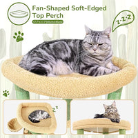 Globlazer Cactus Corner Cat Tree Tower with Scratching Post for Indoor Cats, 51in Multi-Level Cat Condo Tower with Large Hammock, Fan-Shaped Padded Perch, Spacious Cat Cave, Hanging Basket, C51, Green