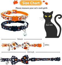 2 Pack Halloween Cat Collars with Bells, Breakaway - Jack-O-Lantern/Skeleton Dance - image 3