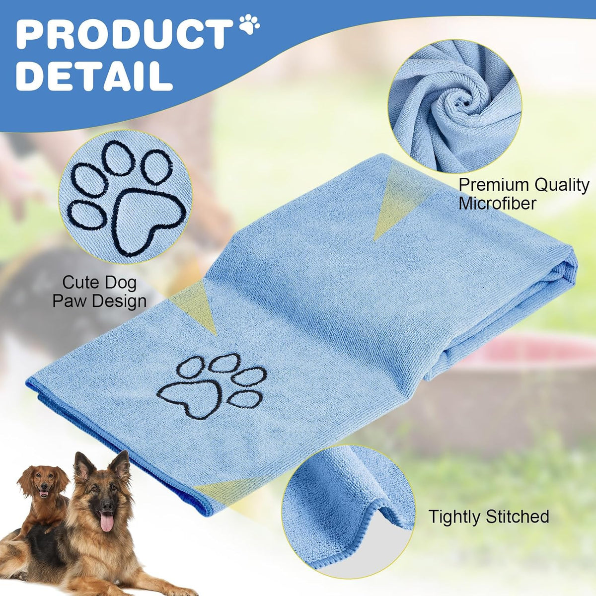 Chumia 4 Pcs Dog Towels for Drying - 30 x 50 Inch / Light Blue - image 2