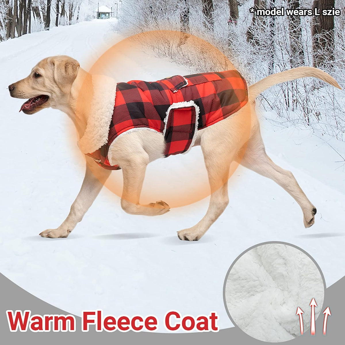 Dog Winter Coat for Cold Weather - Red / X-Large - image 3