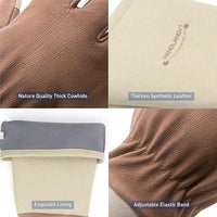 HANDLANDY Long Gardening Gloves for Men & Women, Thorn Proof Rose Pruning Gloves Leather Gauntlets Garden Glove Yard Work Glove (Large, Brown)