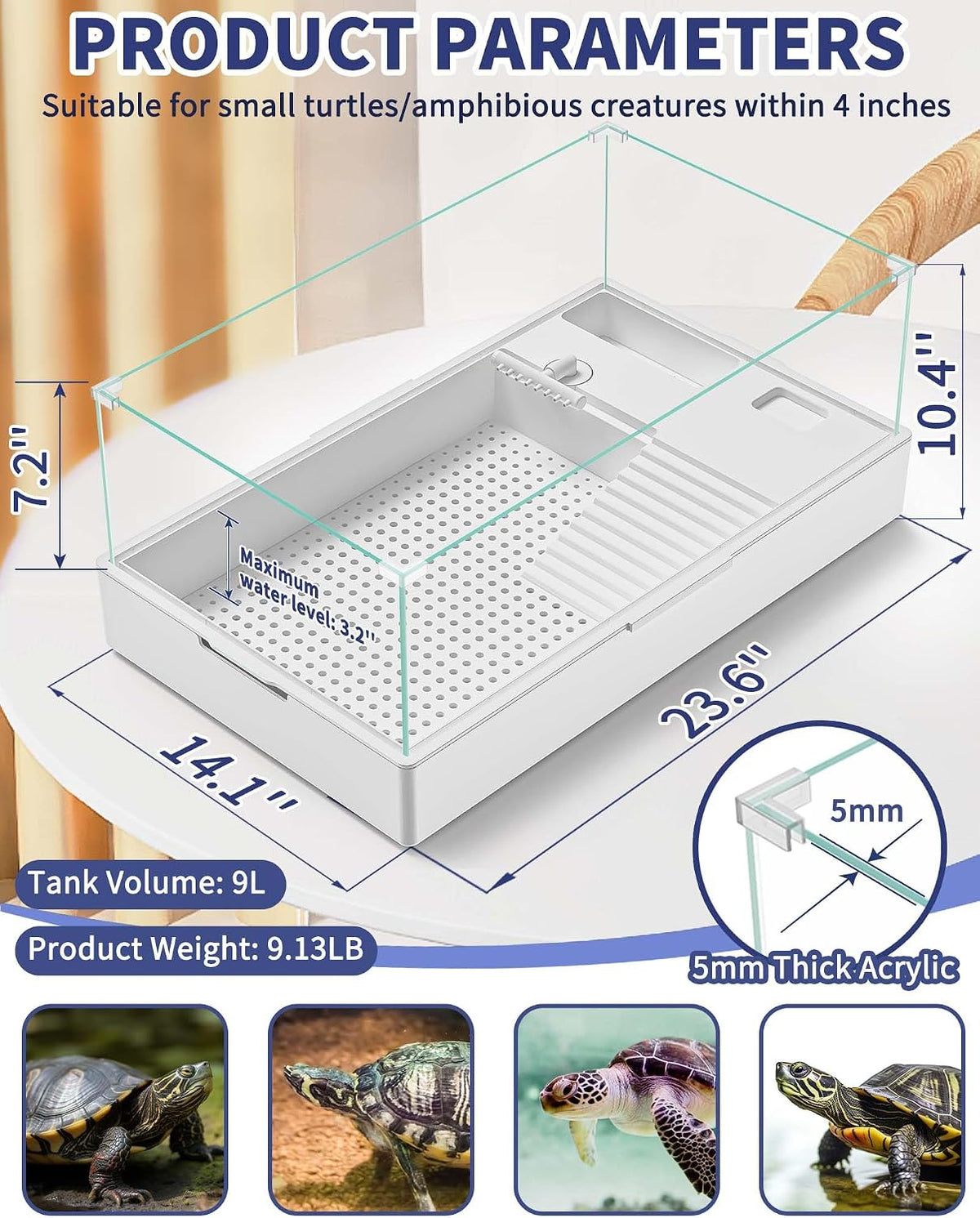 MoonOrange Turtle Tank Kit - L Set-23.6'' x 14.1'' x 10.4'' - image 3