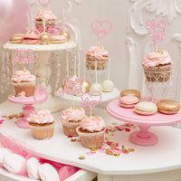 Gyufise He Asked She Said Yes Cupcake Toppers Gold Glitter Diamond - Pink - image 4