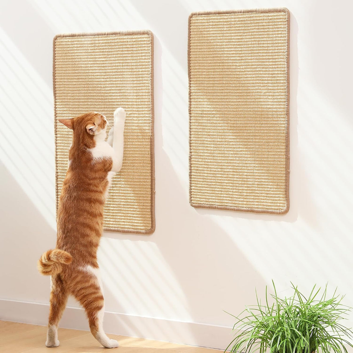 FUKUMARU Cat Scratcher Mat - Beige-2 Packs-23.6 x 15.7 Inch