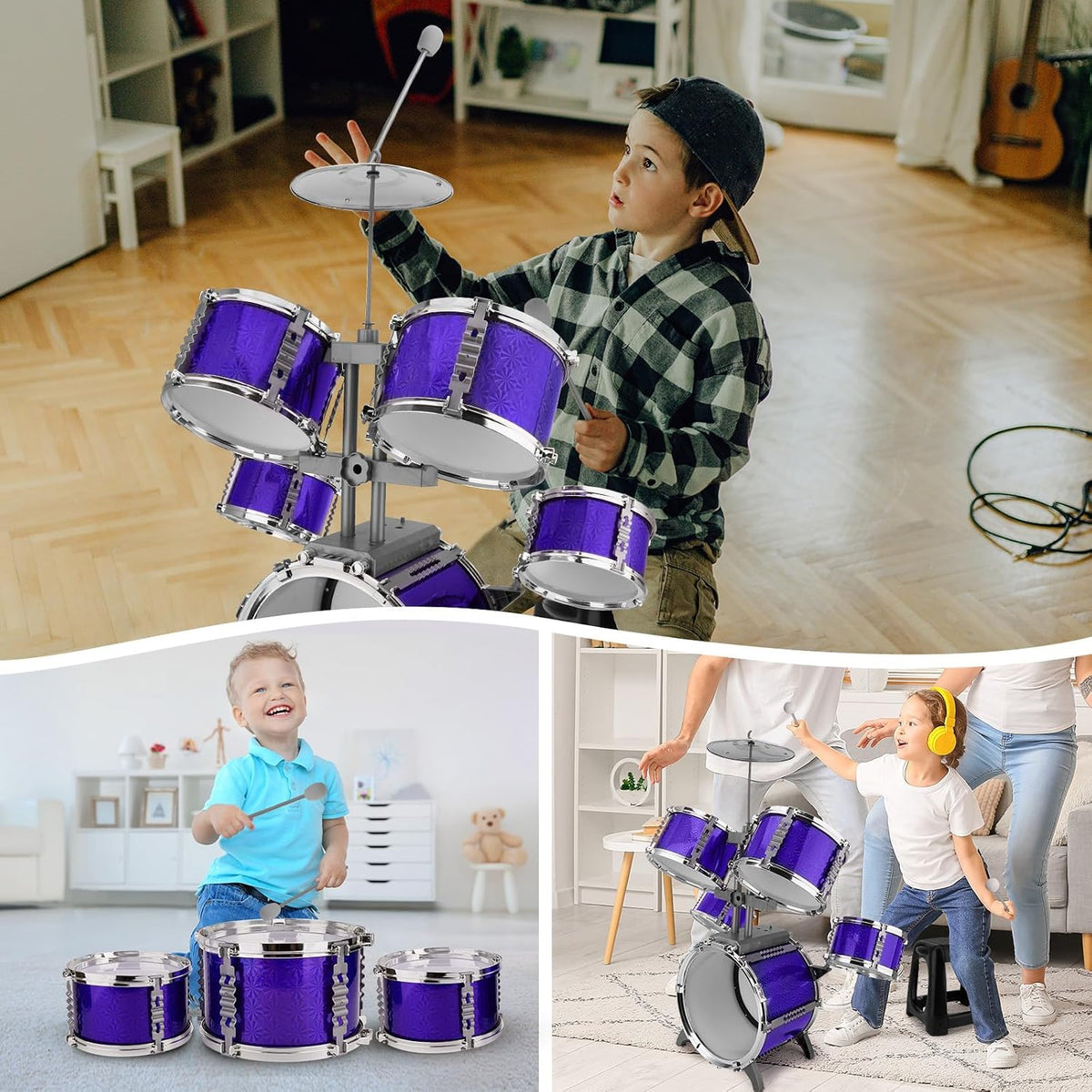 Kids Jazz Drum Set Toys for 3-7 Year Olds - Blue - image 4