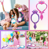 Geetery unbreakable kids mirror craft kit, 20 heart and oval foam princess mirrors in pink, blue and - view 8
