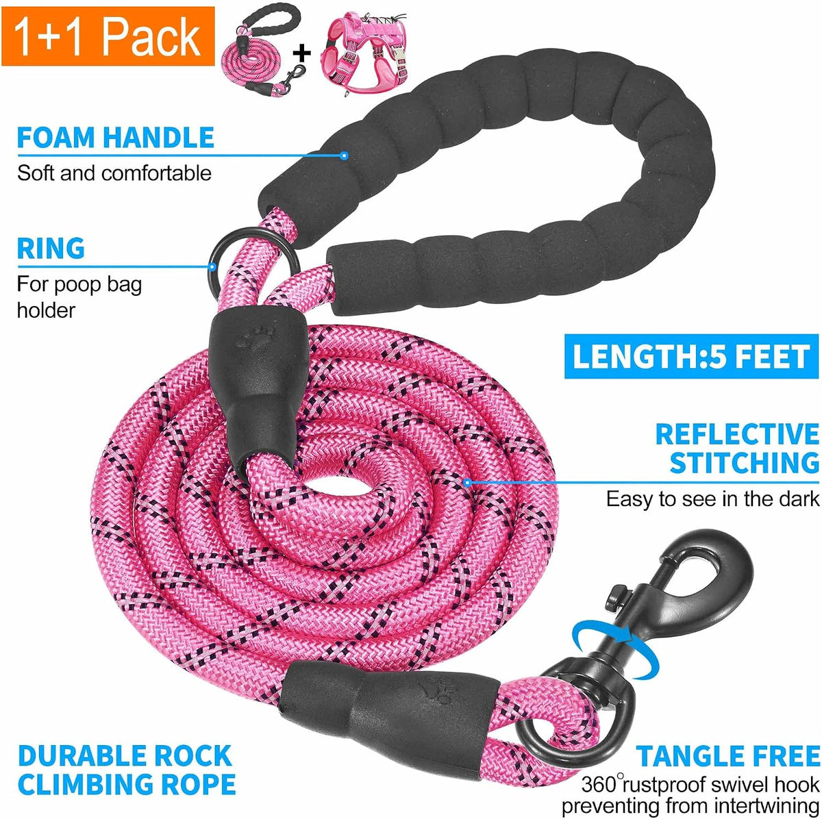Beebiepet Tactical No Pull Dog Harness with Leash - Pink Camo / Small - image 4