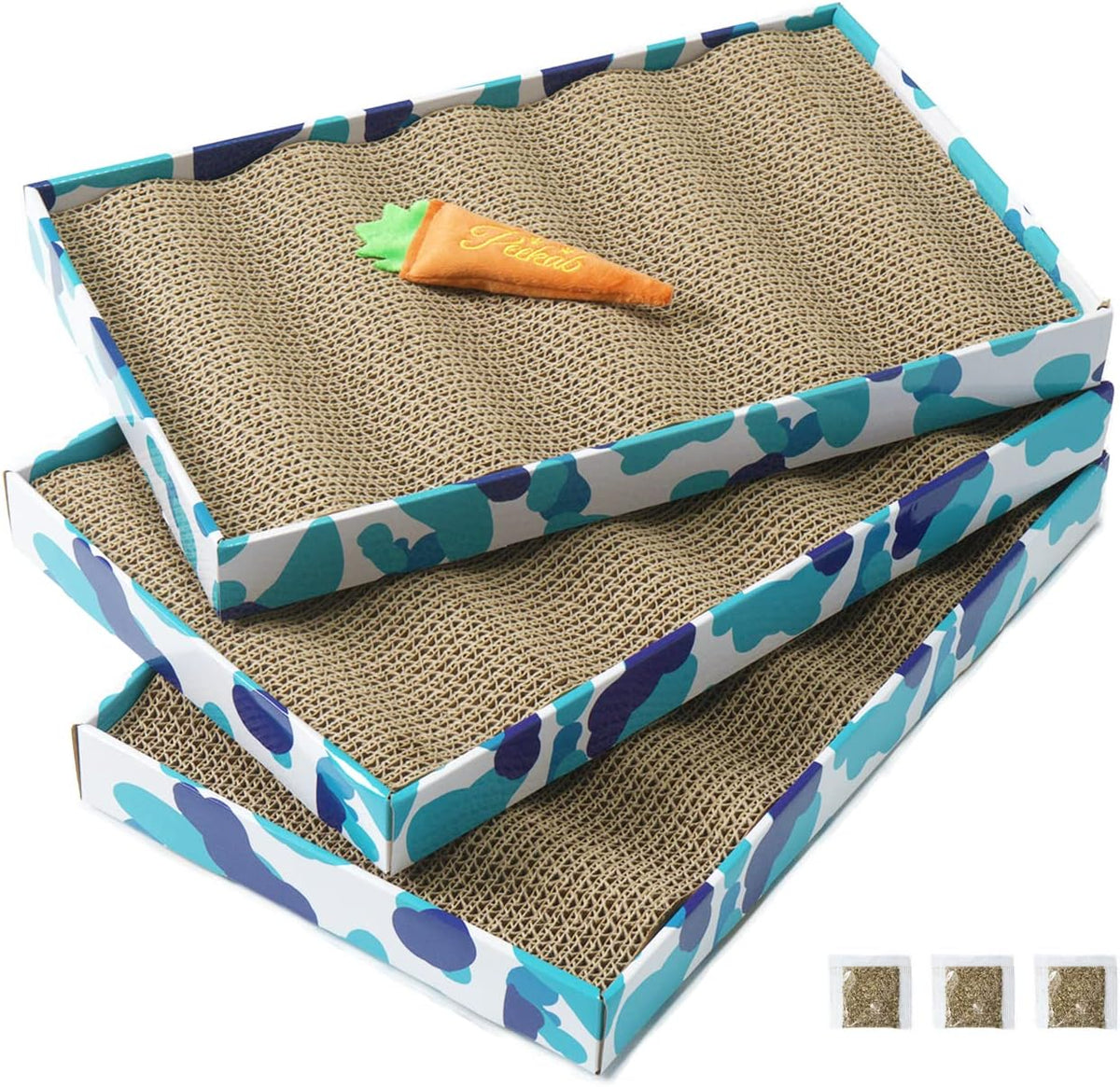 PEEKAB Cat Scratcher Cardboard Wide Scratching Board Reversible - XL-3pcs
