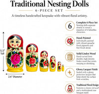 Set of 6 Wooden Dolls Nesting Dolls Semenov Matryoshka 5.75 Inches – Fun for Kids & Family - image 3