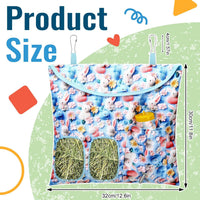 UPINS 2 Pack Guinea Pig Hay Feeder Bag - 30 x 32 cm / Blue Green - image 2