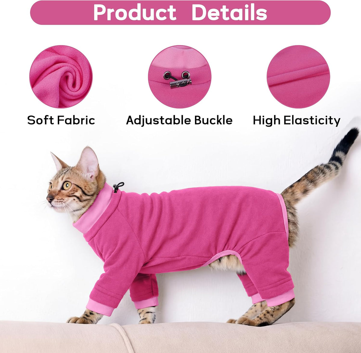 Sticky Hair Cat Clothes, Prevent Loss Pajamas - XX-Large / Pink - image 4