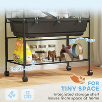 PawHut Hamster Cage with Deep Tray, 3 Tier Rolling Rat Cage with Storage Shelf, Big Exercise Wheel, Tube System, Hut, Platforms, Ramps, Food Dish, Water Bottle, for Syrian, Gerbil, Mouse