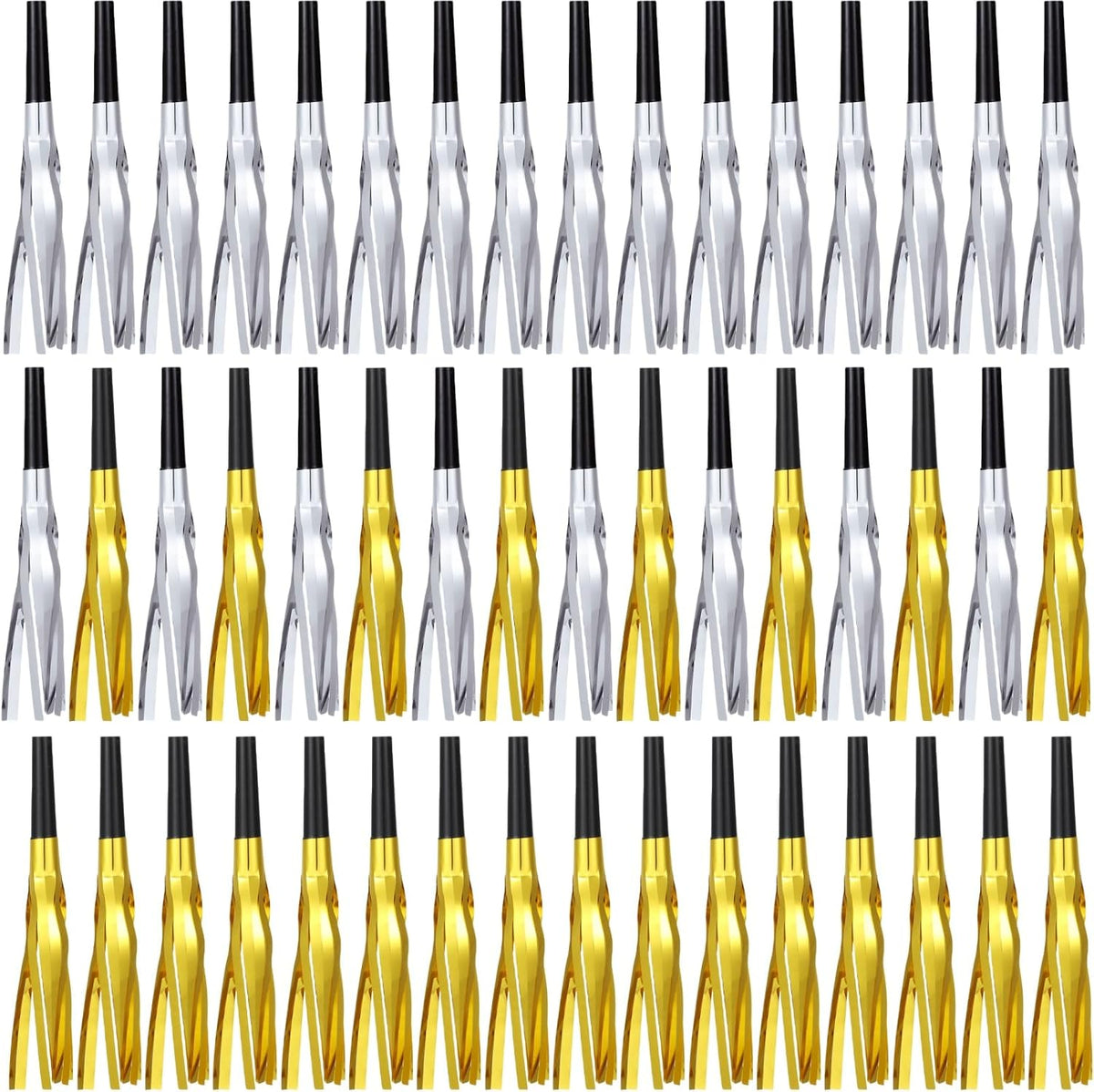 LCPQMZGH 48 silver glitter metallic fringed noise makers party horns - view 6
