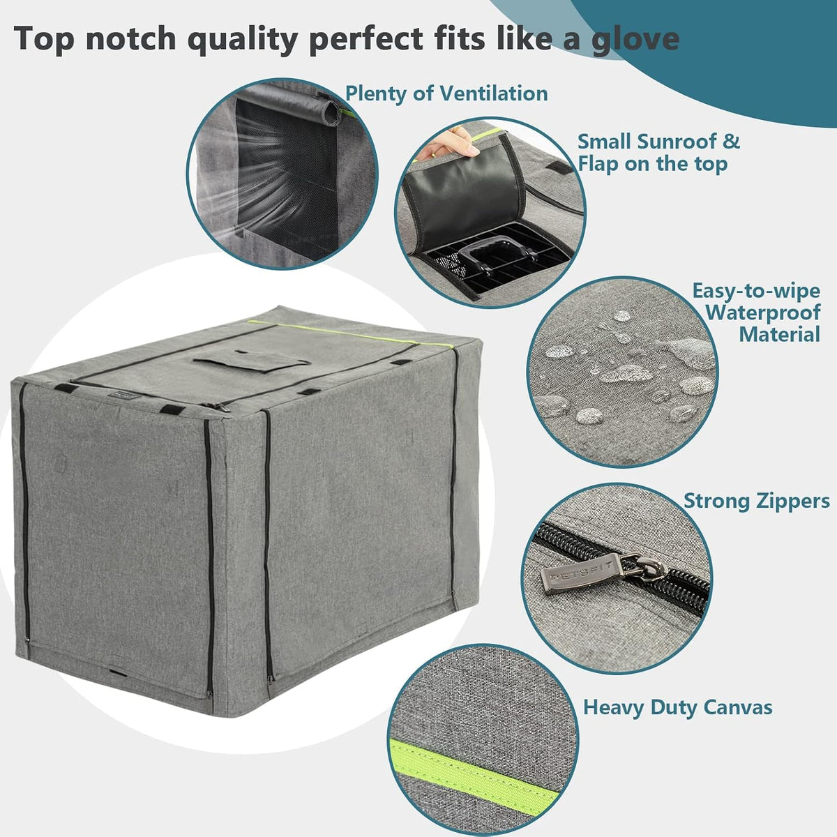 PETSFIT Dog Crate Cover, Double Doors, Mesh Window - 36.5"L x 23.5"W x 25.0"H - image 4