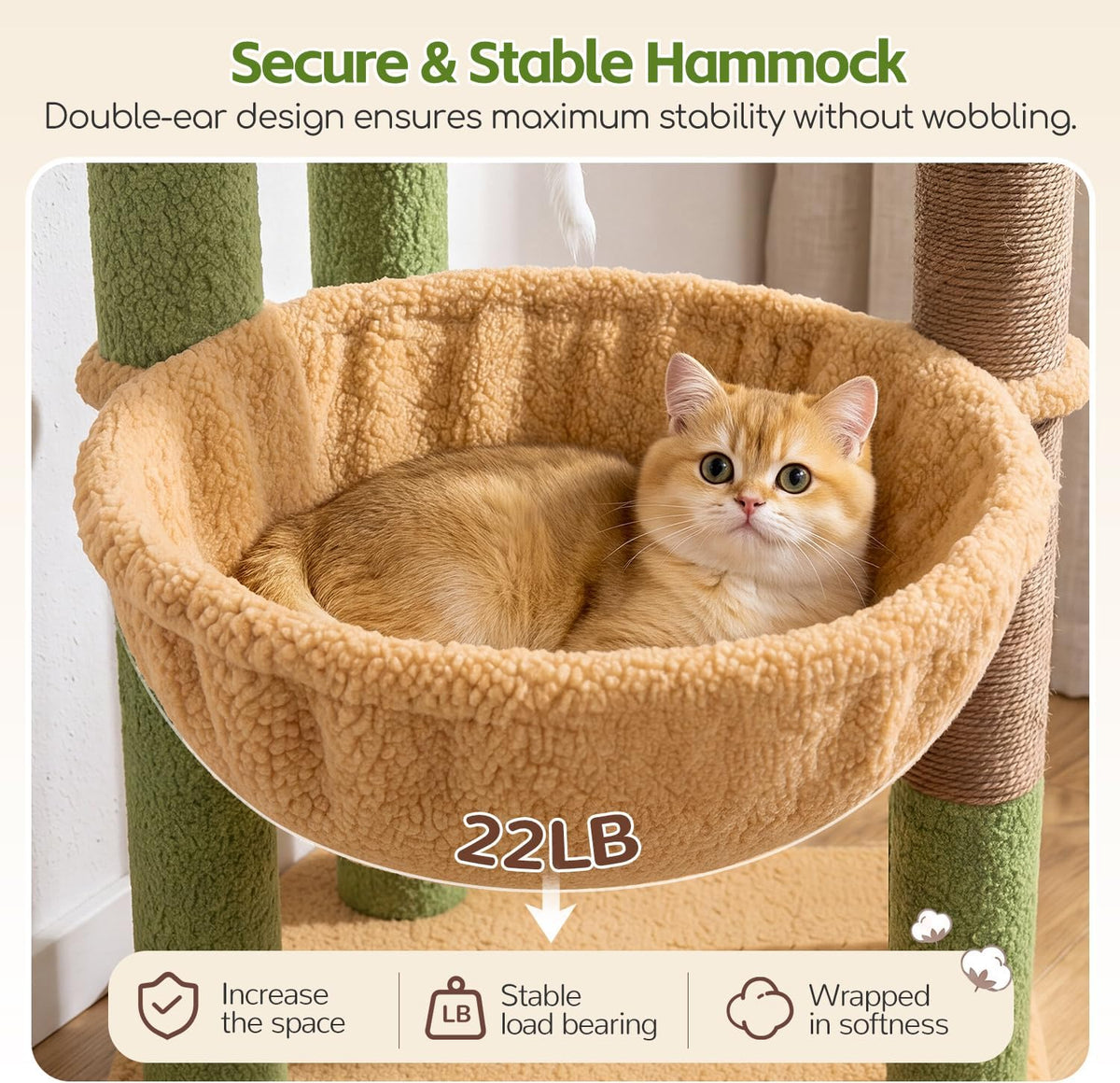 Globlazer Extra Tall Cat Tree Tower for Indoor Cats, F76 - Cactus / 54 inch - image 3