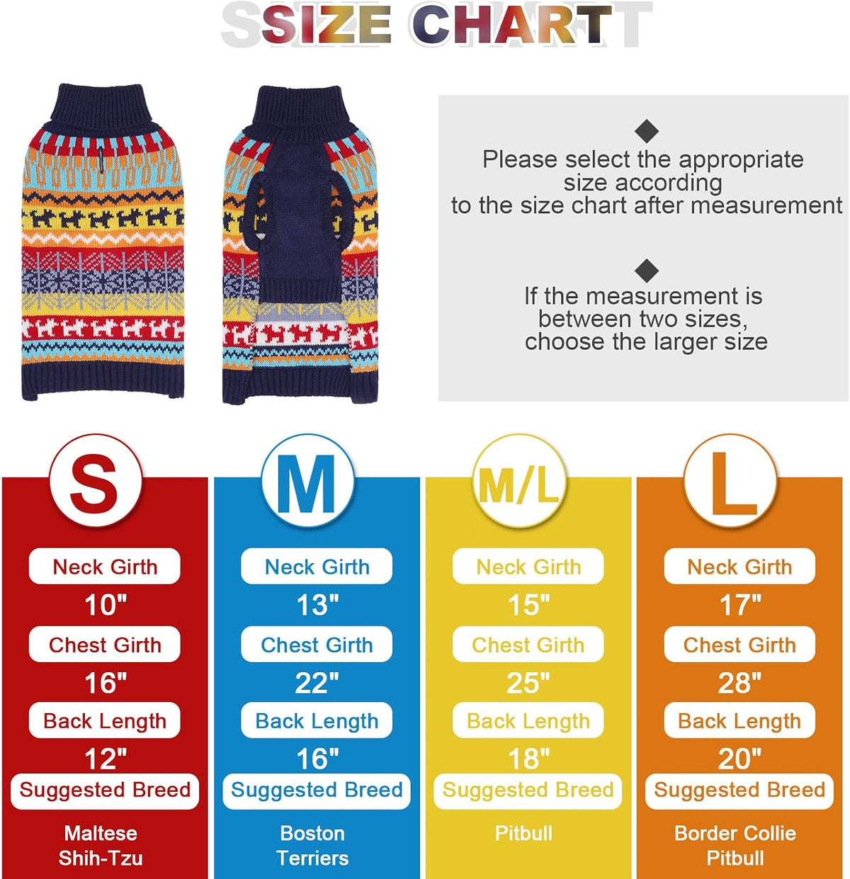 Dog Sweater - Winter Coat Apparel Clothes with Colorful Stripes for Cold Weather – Essentials for Dogs - Medium / Multi-colored - image 2