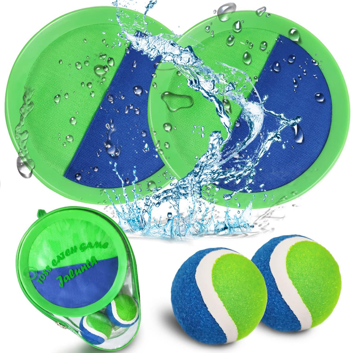 Jalunth Ball Catch Set Games Toss Paddle - Green / 2