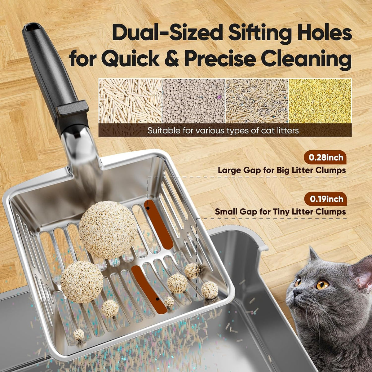 Large Metal Cat Litter Scoop w/ Deep Shovel - Black - image 3