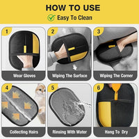 Pet Hair Removal Glove - Electrostatic Pet Hair Remover, Cat & Dog Hair Remover Tool for Couch, Furniture, Carpet, Car Seat, Curtain, Reusable Double Sided Cat Grooming Gloves (1PC)