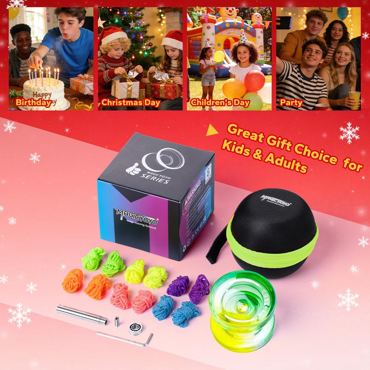 K2 Crystal Responsive Yoyo for Kids，Professional Yo-yo for Beginners – Fun for Kids & Family - Green Yellow - image 4