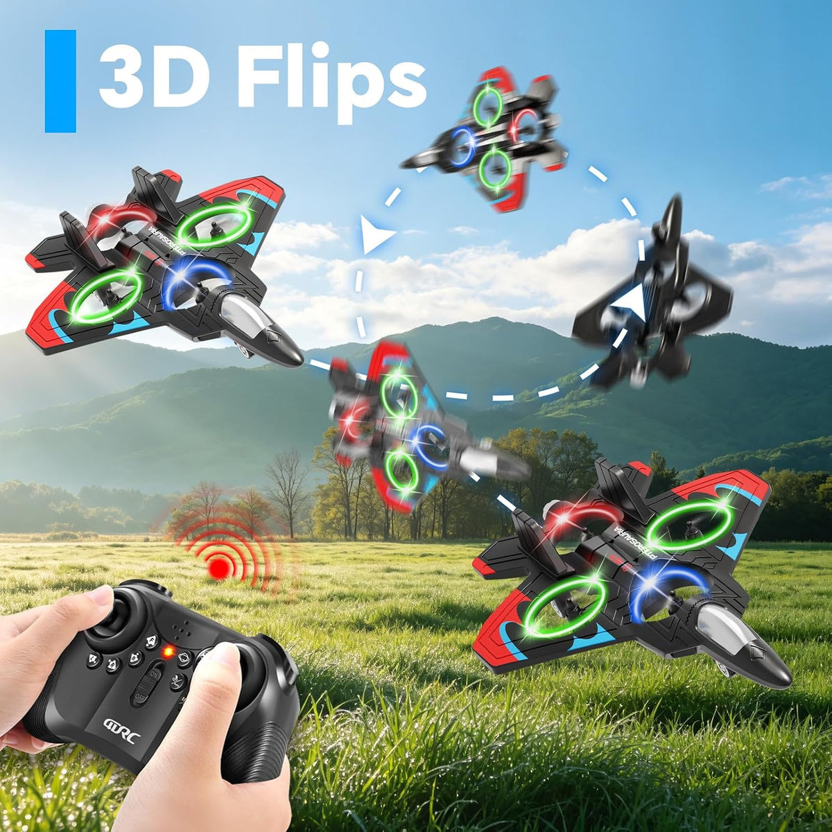 4DRC V32 Foam Remote Control Airplanes RC Planes for Kids Adults - Red-2 Batteries - image 2