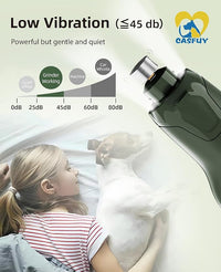 Casfuy Dog Nail Grinder Quiet - (45db) 6-Speed Pet Nail Grinder with 2 LED Lights for Large Medium Small Puppy Dogs/Cats, Professional 3 Ports Rechargeable Electric Dog Nail Trimmer with Dust Cap
