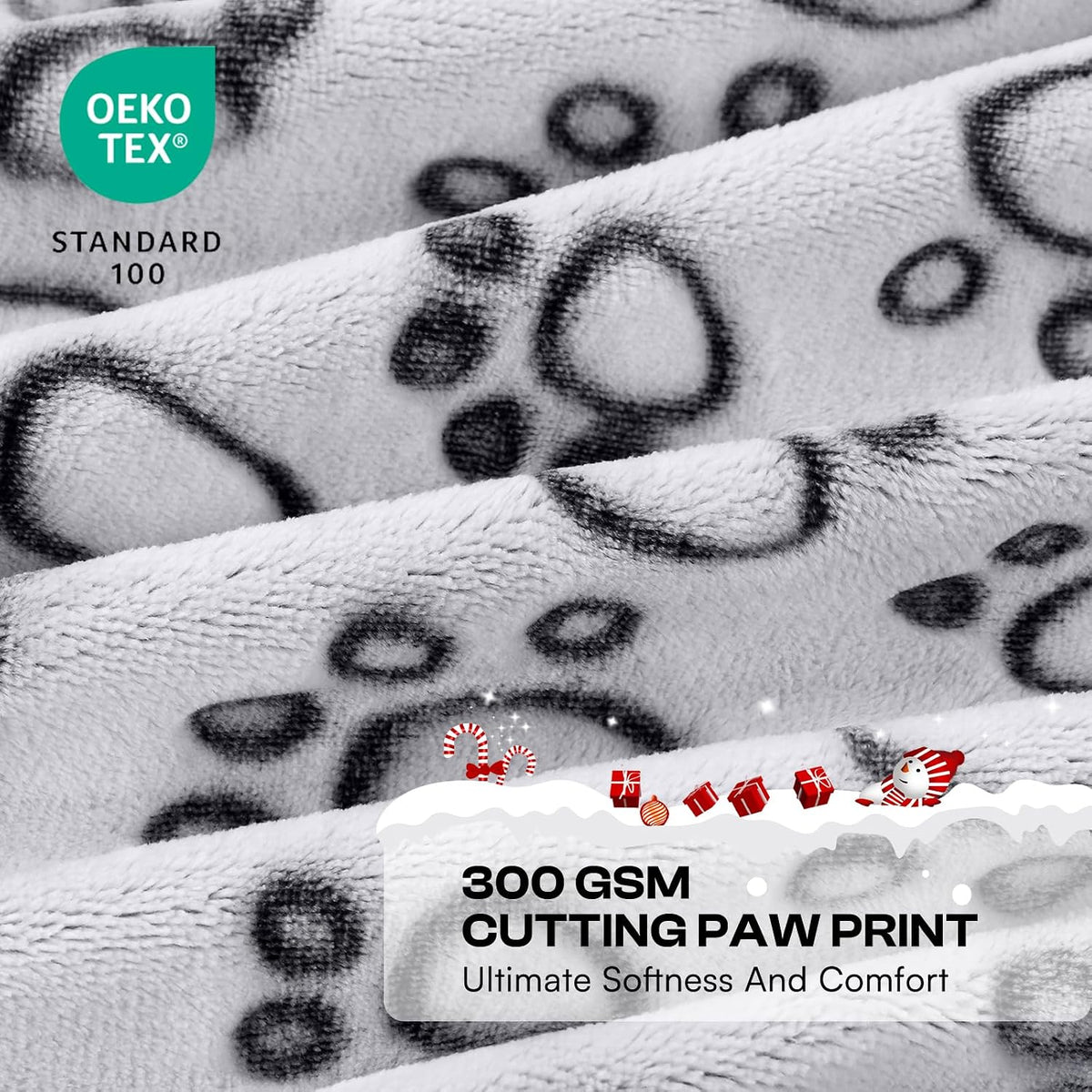 Luciphia Fluffy Paw Print Dog Blanket Large/Medium/Small - Pcs2 Grey Paw / 41x31 inches - image 2