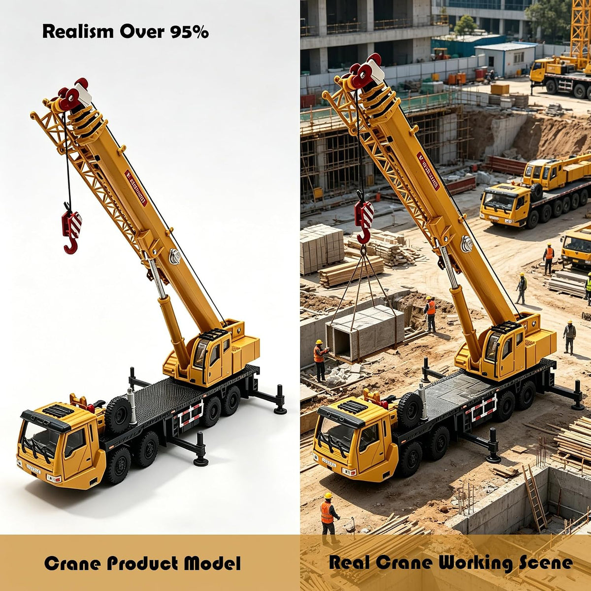 Tipmant 1:87 scale yellow die-cast alloy excavator toy truck with rotating arm - view 16