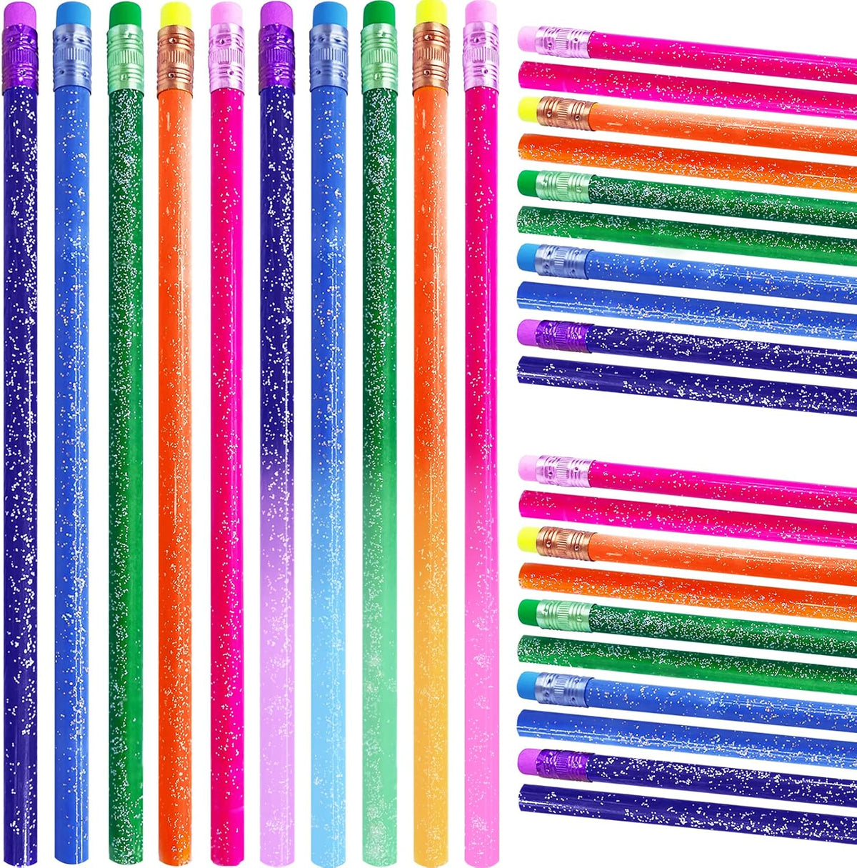 Ysanciuu color changing mood pencils, 30 glitter wooden pencils with erasers in 5 colors