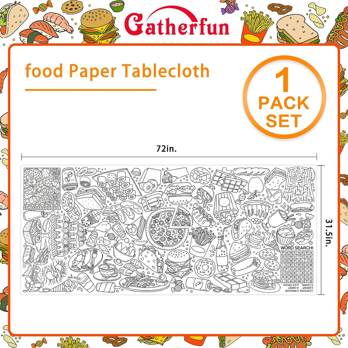 Halloween Activity Poster, Halloween Tablecloth for Kids - Food - image 2