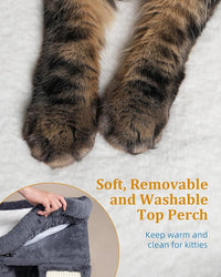 XL Cat Tree Tower for Large Adult Cats 20 lbs+, 25in Perch Bed, Condo Cave for Indoor Medium Kittens, 2 Scratchers, Extra Large Platform