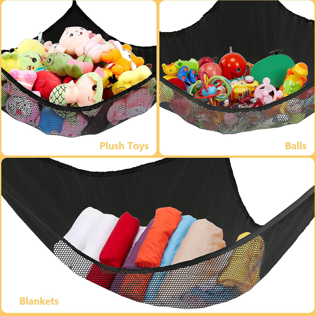 Stuffed Animal Net or Hammock, Stuffed Animal Net - Black / 83 Inch (Pack of 2) - image 4