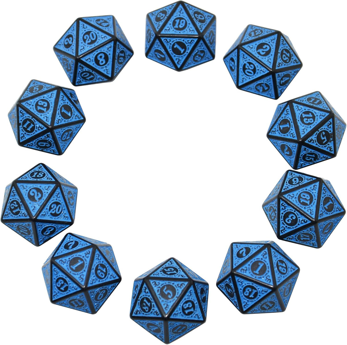 SmartDealsPro 10-Pack 20 Sided Dice D20 Polyhedral Dice for DND RPG - Retro Blue