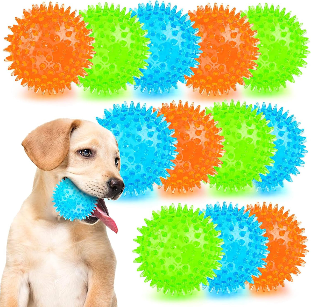 PUPTILY 2 Different Functions Interactive Ball for Dogs 2.5” Squeaky - 12 dog balls