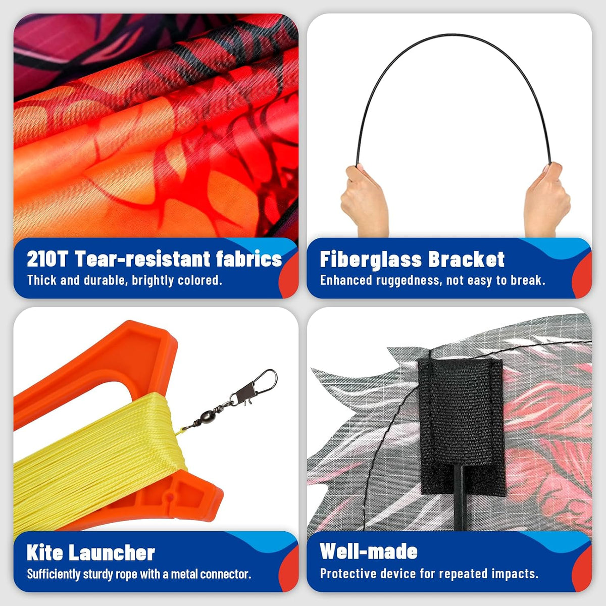 SGftre Complete Kite with Handle, Line & Accessories - 1 / Speed Dragon Red - image 2